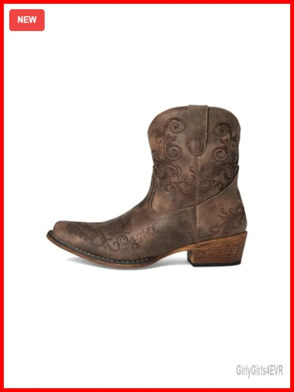 Womens Faux Leather Embroidery Snip Toe Low Heel Ankle Boots Casual Pull On